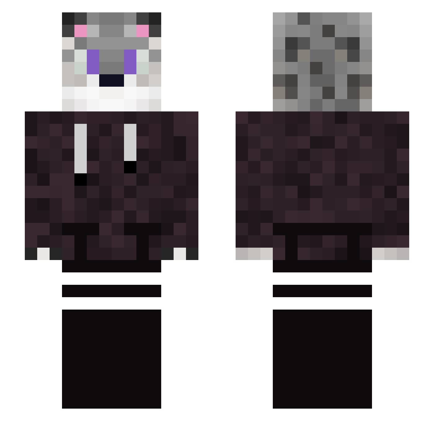 Brazene Minecraft skin, front and back view
