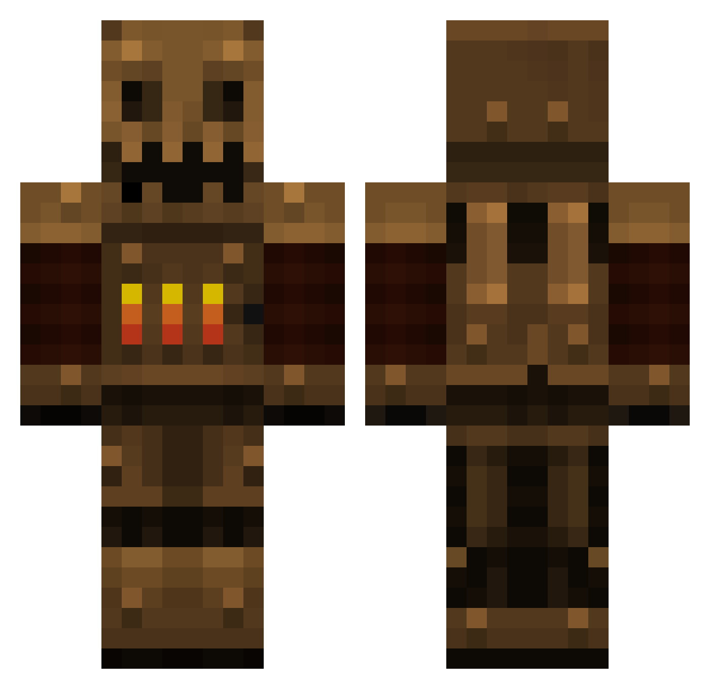 X9ss Minecraft skin, front and back view