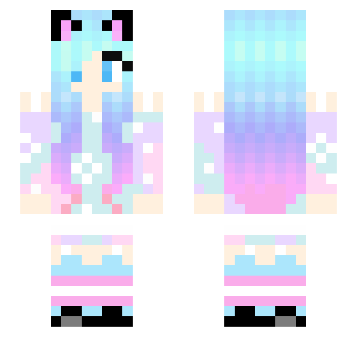 TrueQueenOfClubs Minecraft skin, front and back view