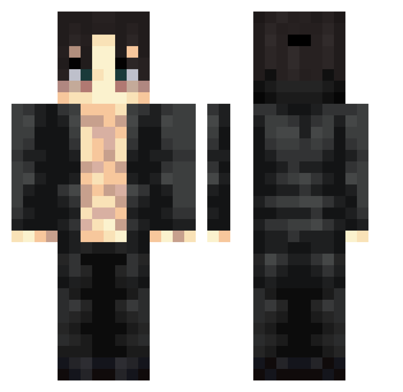 sorry_kuro Minecraft skin, front and back view