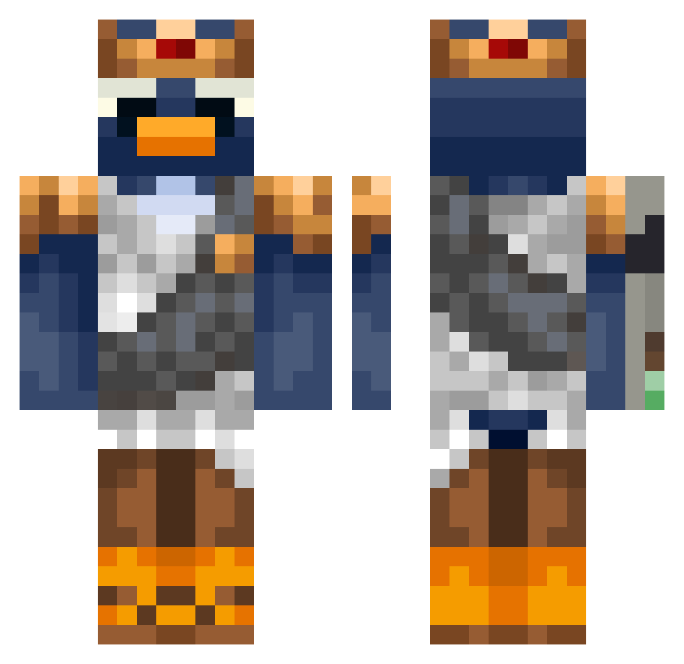 whalzydafish Minecraft skin, front and back view