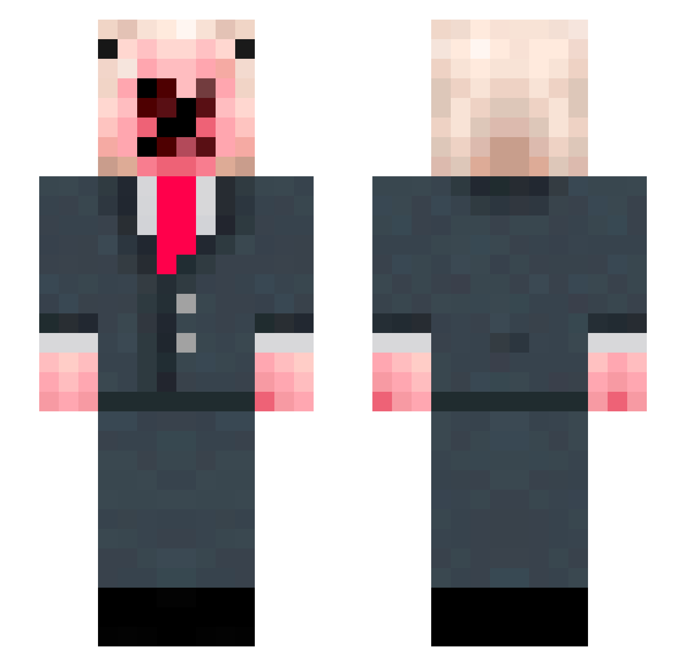 ShootTheBoi Minecraft skin, front and back view