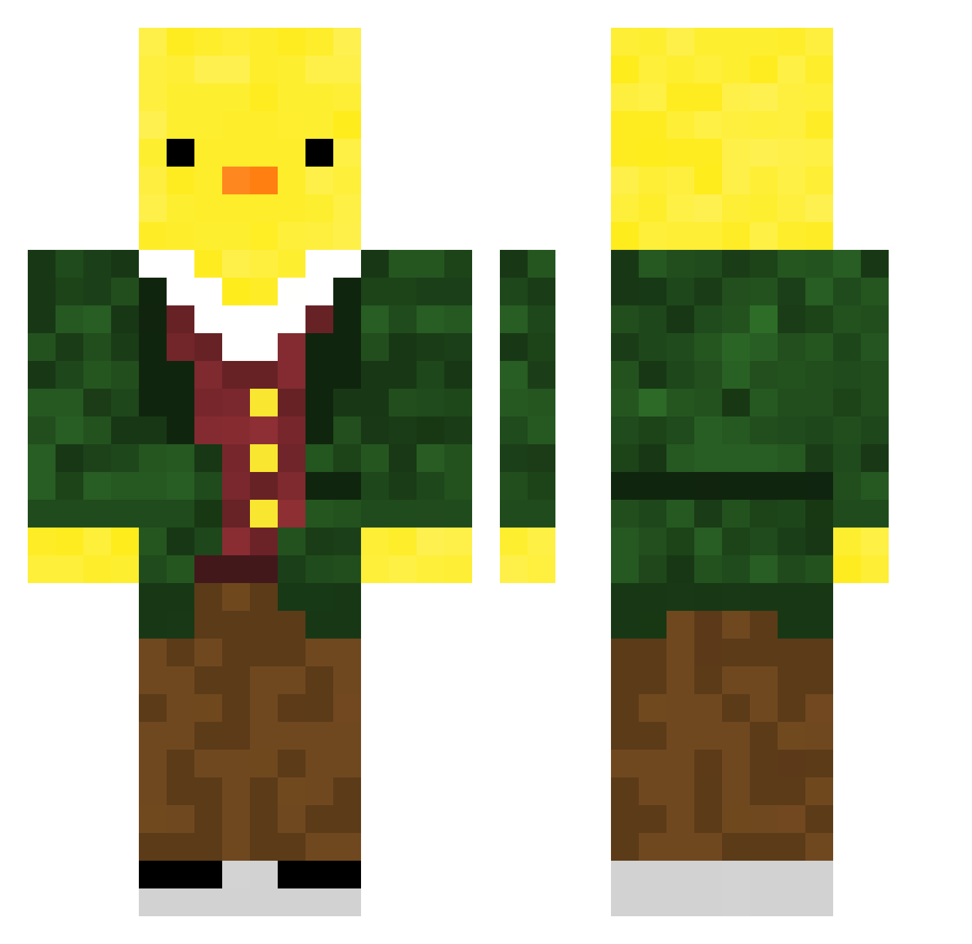 Valkenn Minecraft skin, front and back view