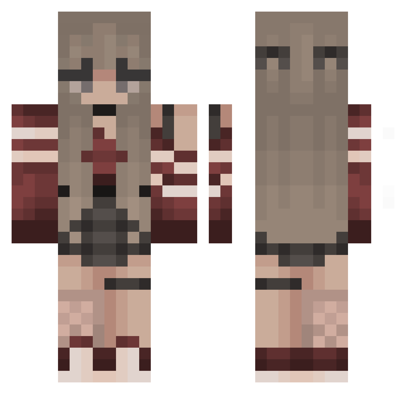 Complexions Minecraft skin, front and back view