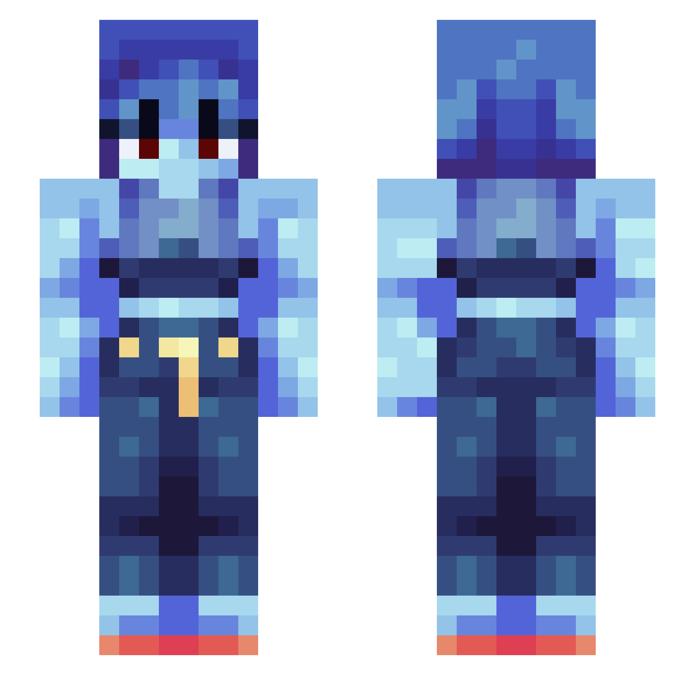 TheRealYu Minecraft skin, front and back view