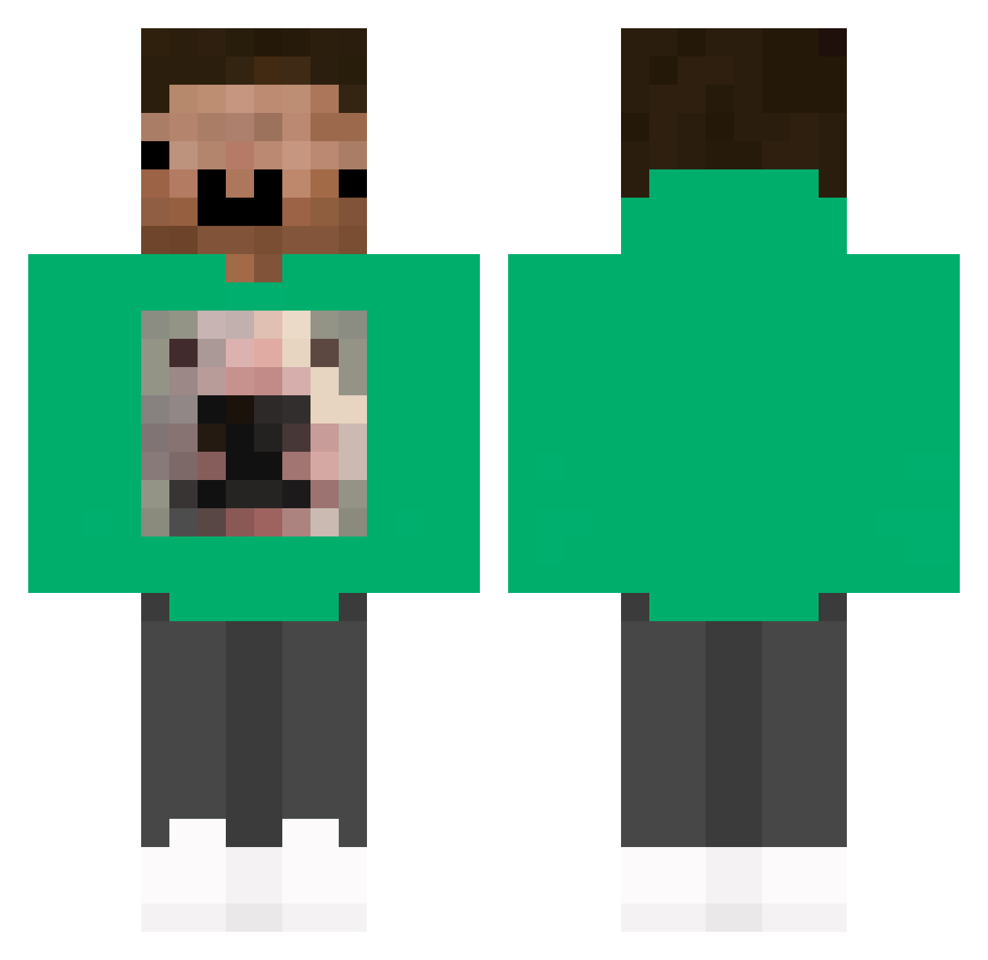 m3hm3td3ni2 Minecraft skin, front and back view