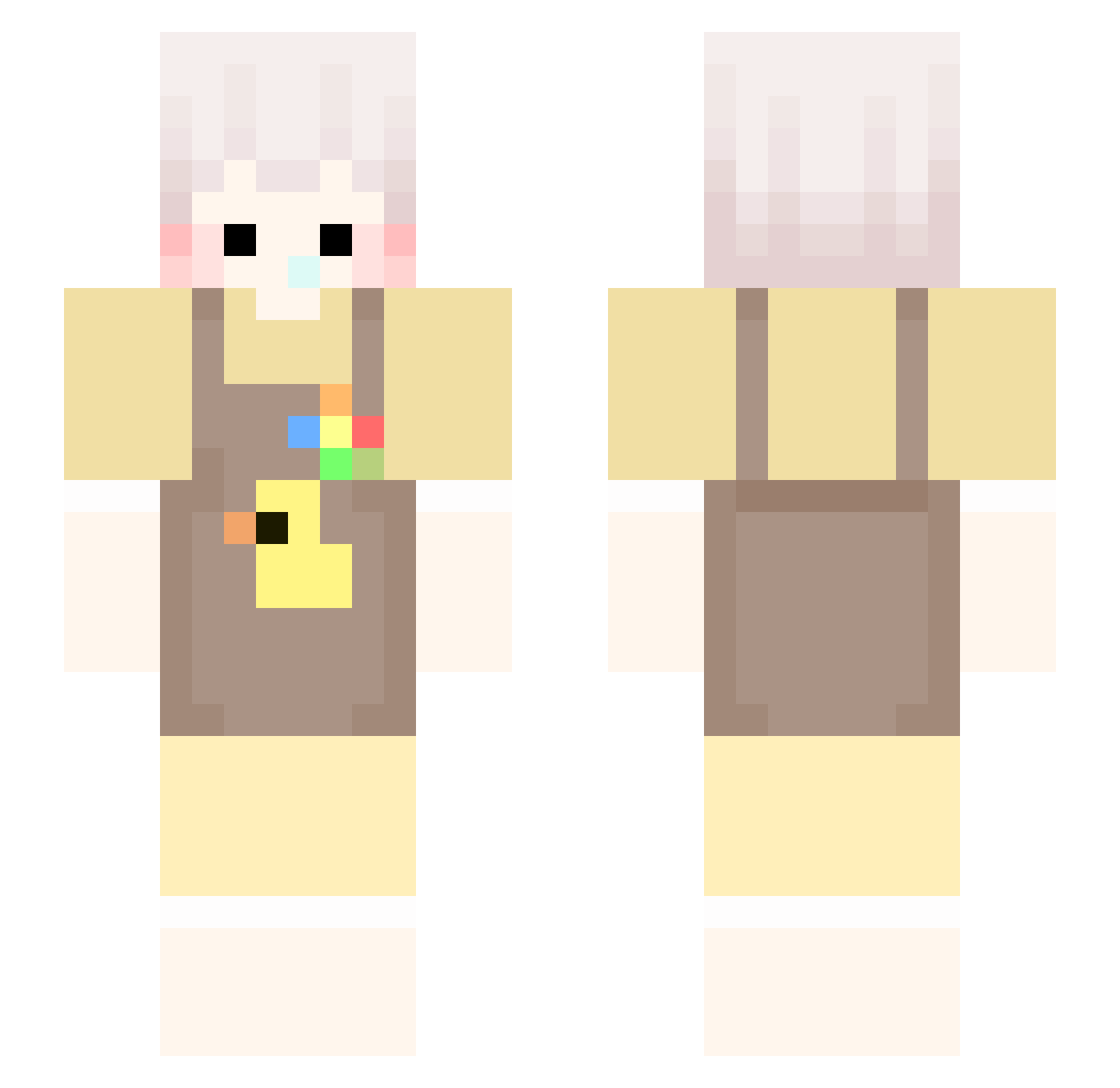 Wu077 Minecraft skin, front and back view