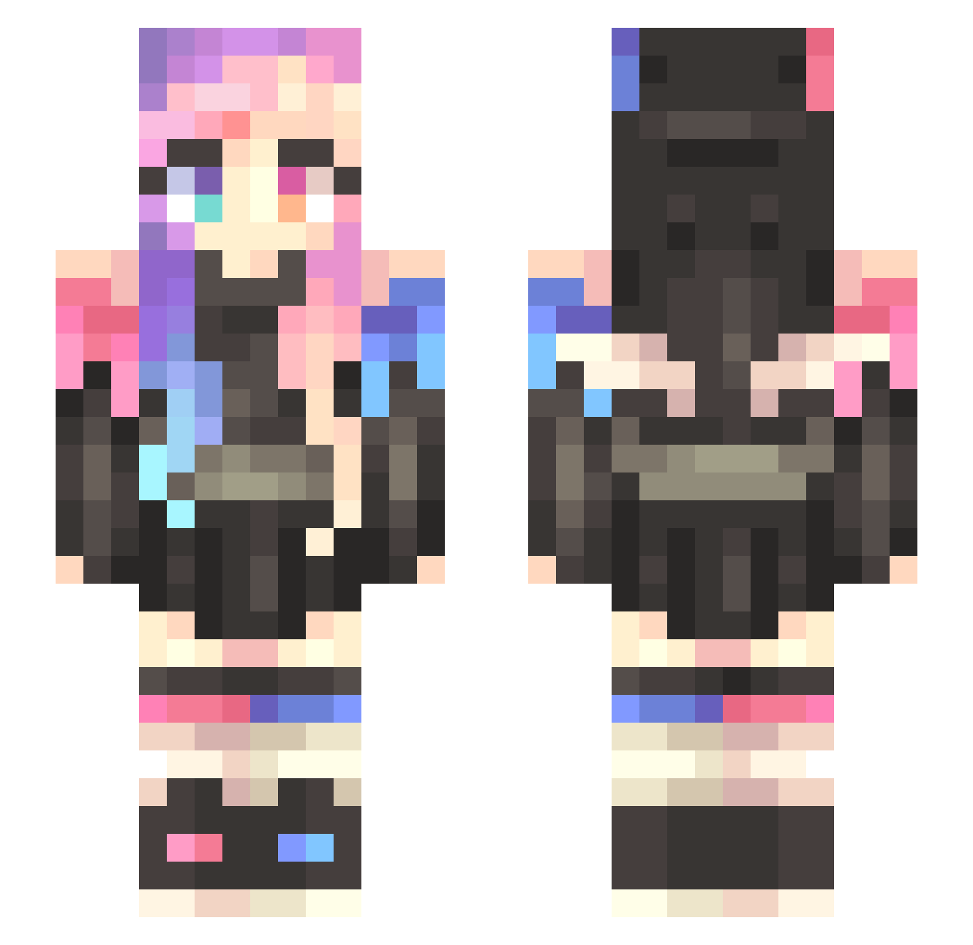 rezilord Minecraft skin, front and back view