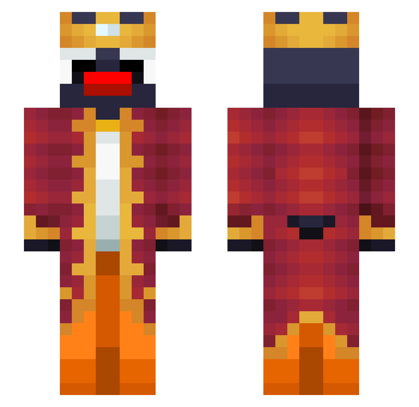 SI33O Minecraft skin, front and back view