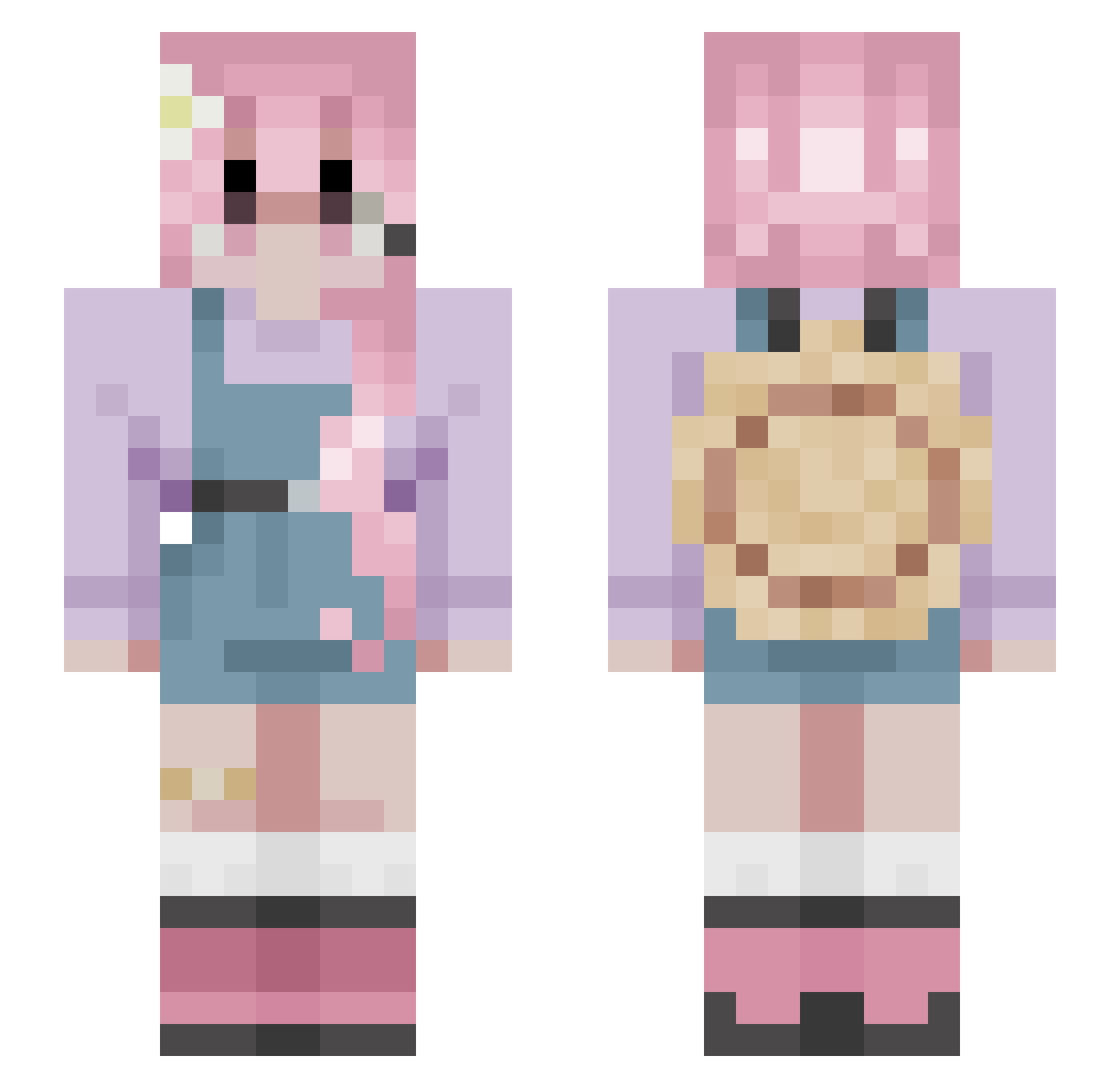 SleepyPeeka Minecraft skin, front and back view