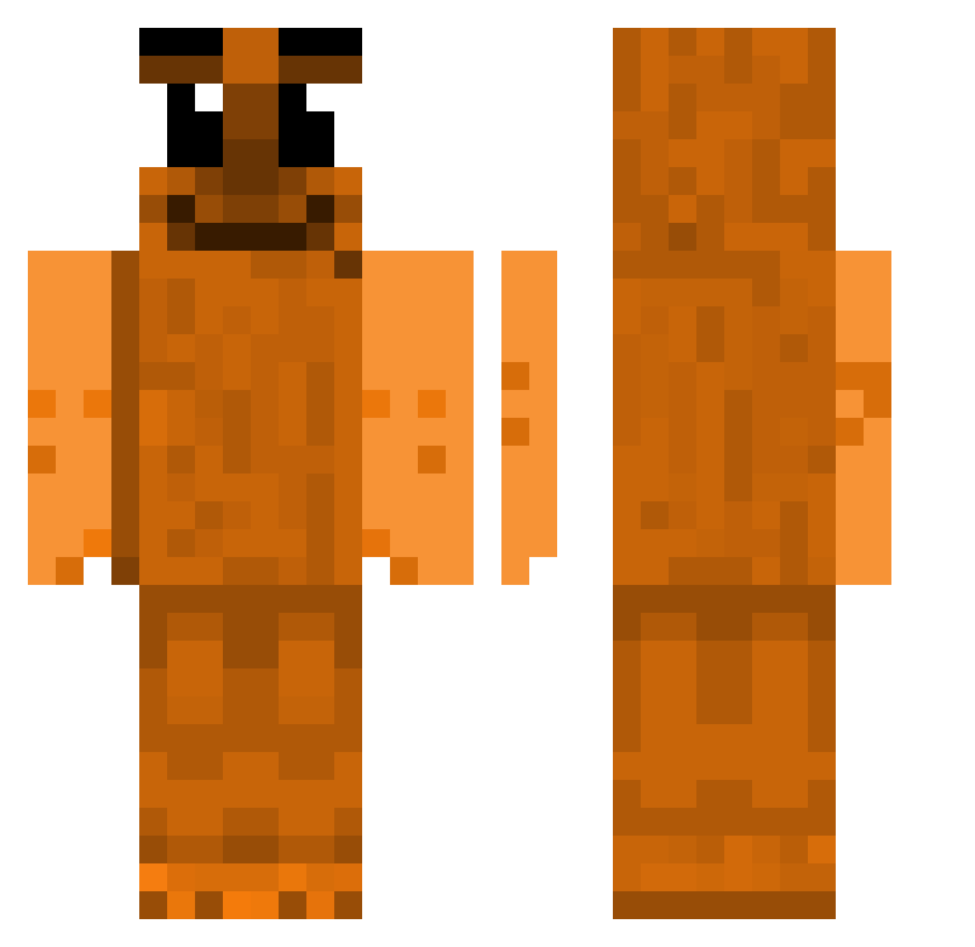 Splashartin Minecraft skin, front and back view