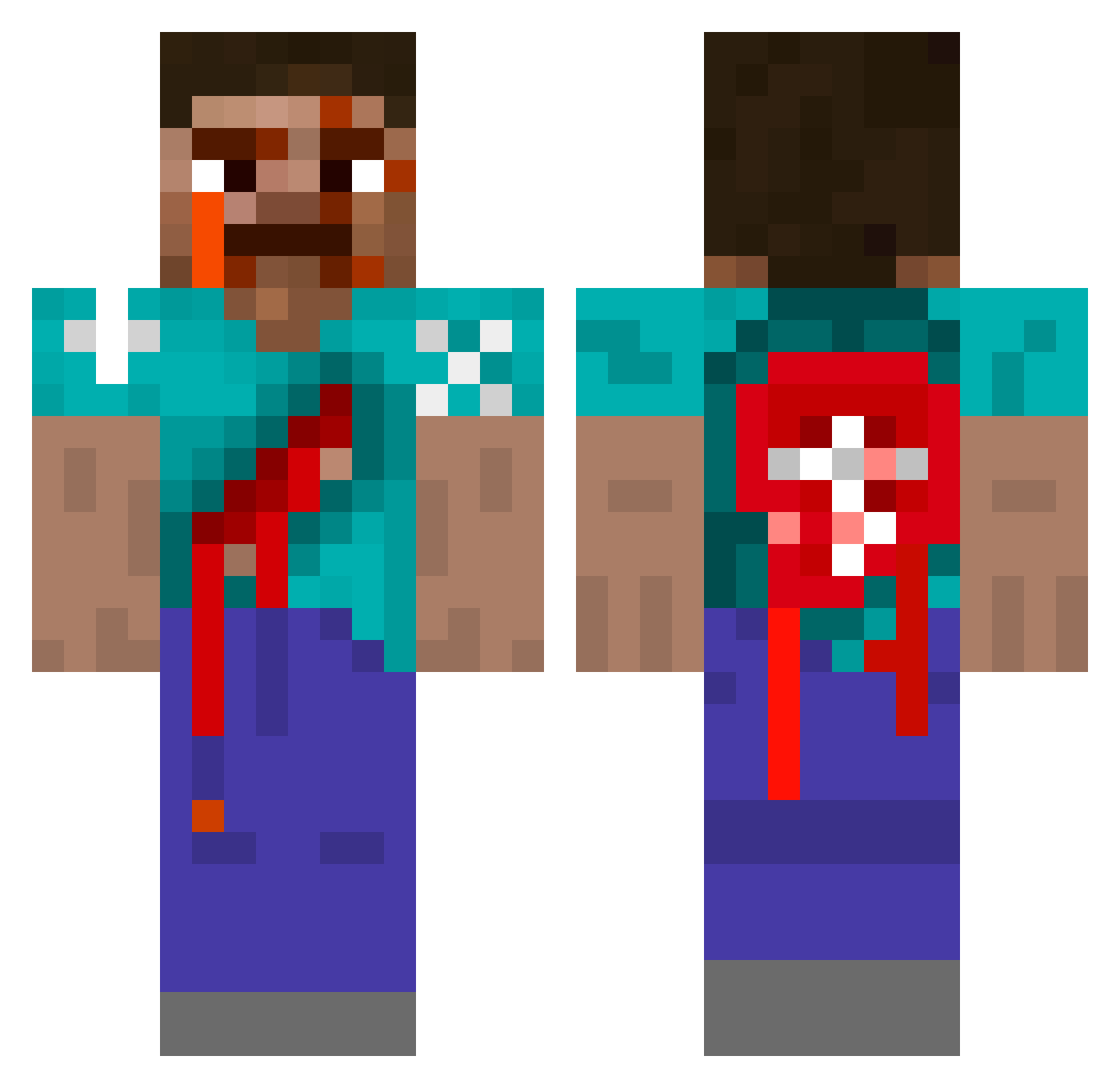cartionmeth Minecraft skin, front and back view