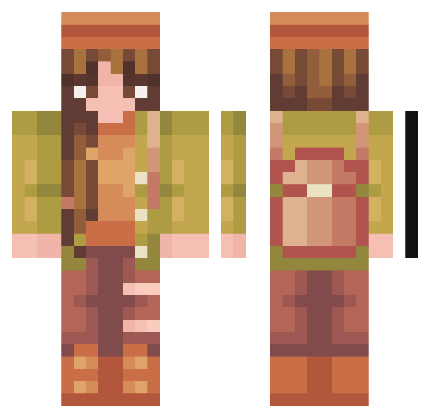 Teniia Minecraft skin, front and back view