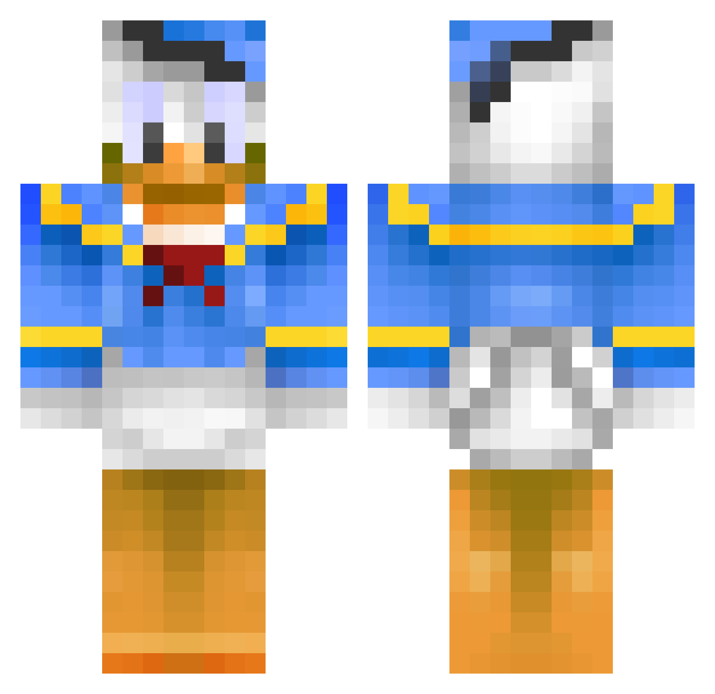 Waseigaku Minecraft skin, front and back view
