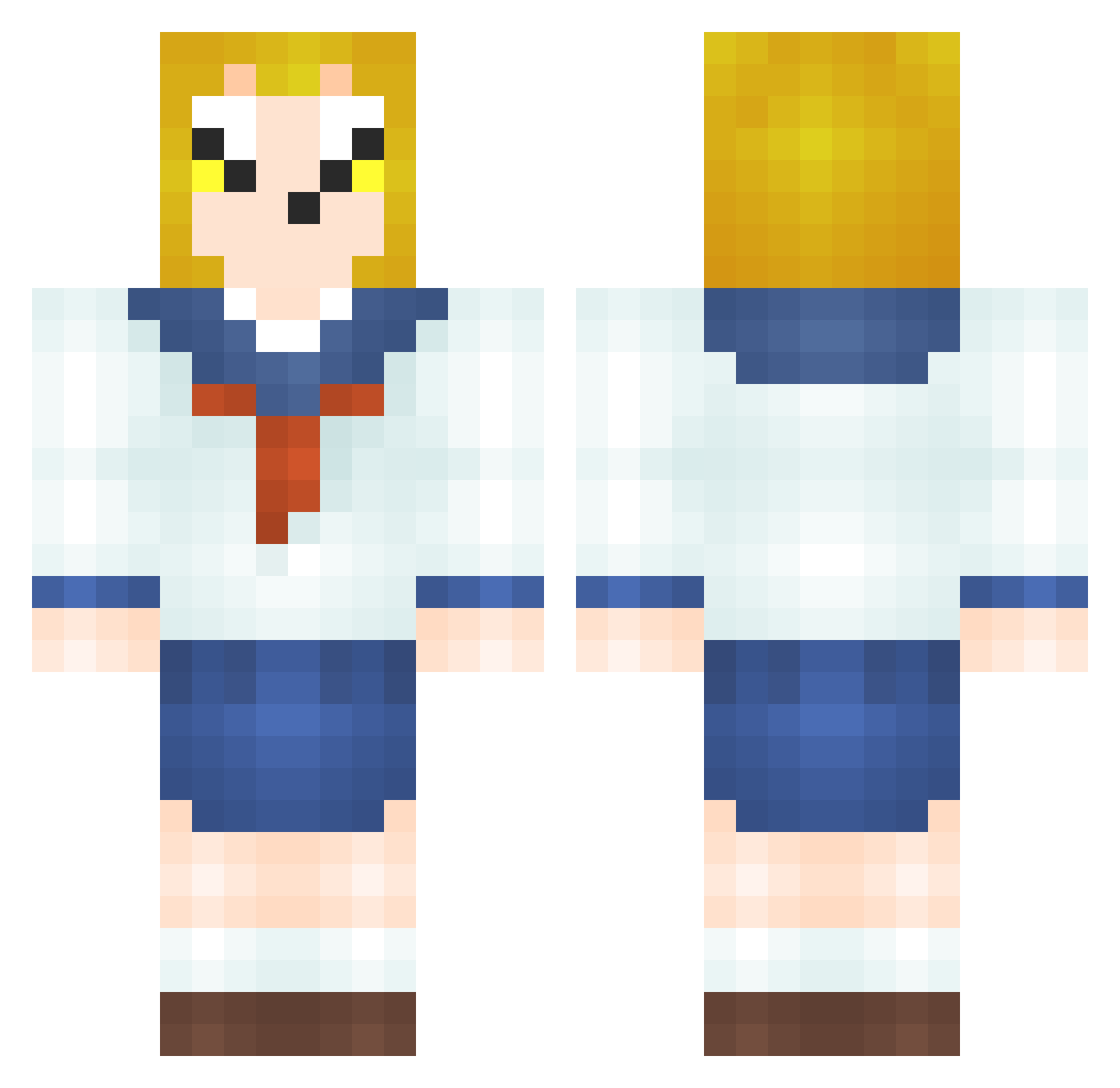 baldpate Minecraft skin, front and back view