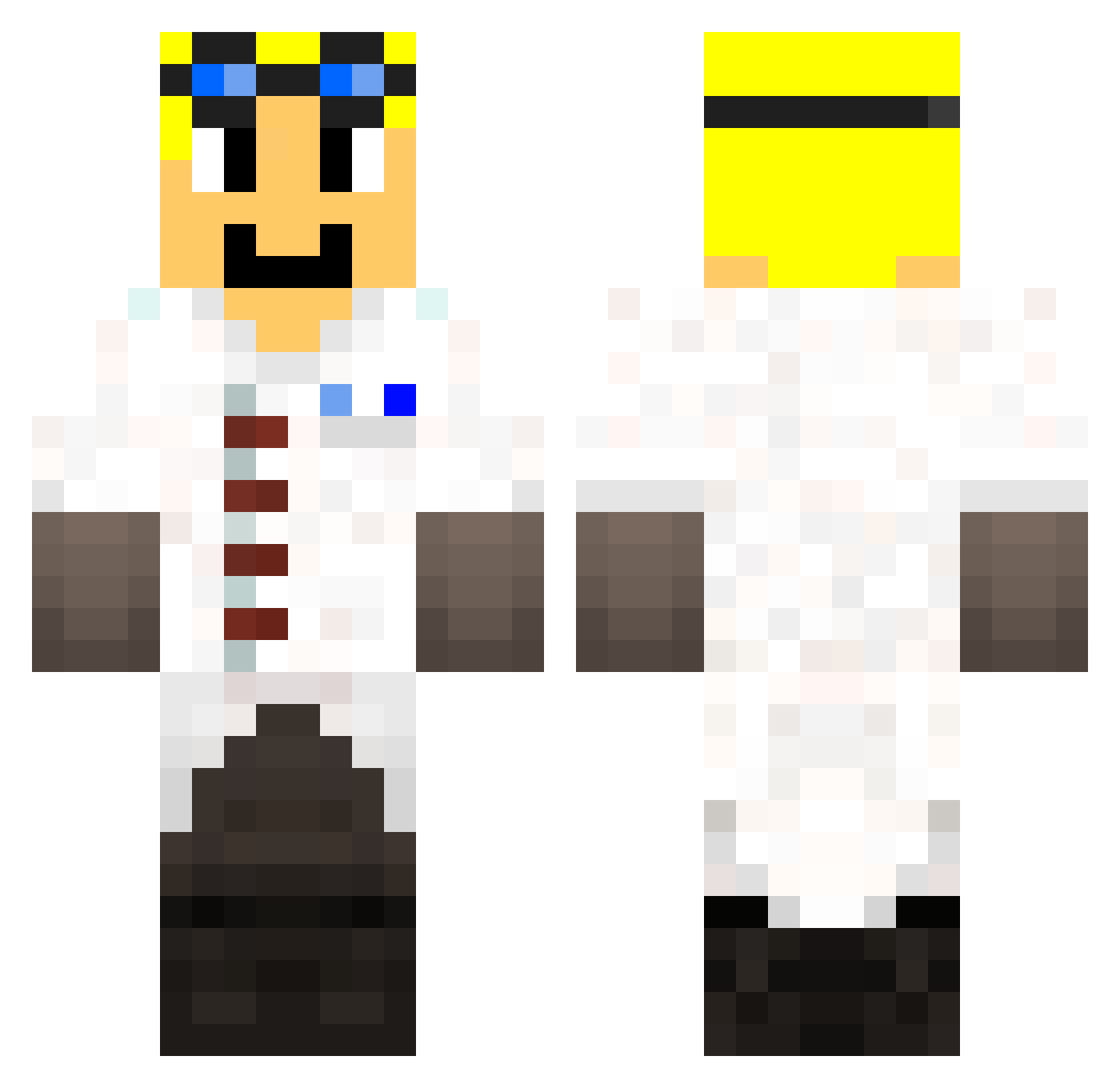 Poobmanjones Minecraft skin, front and back view