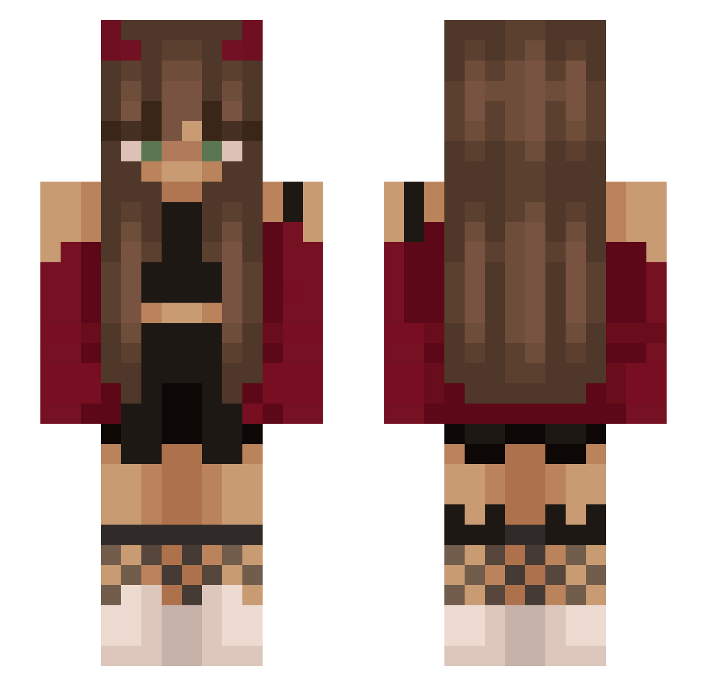 Verticil Minecraft skin, front and back view