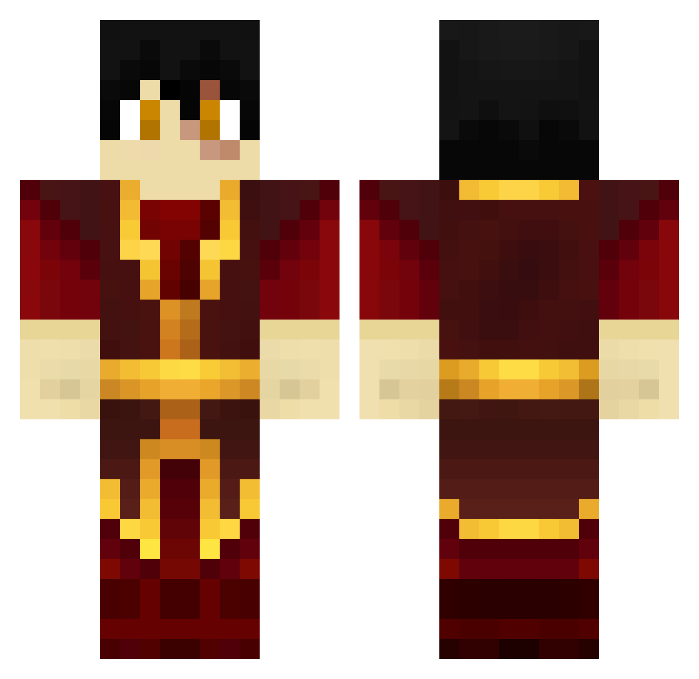 wZuk0 Minecraft skin, front and back view