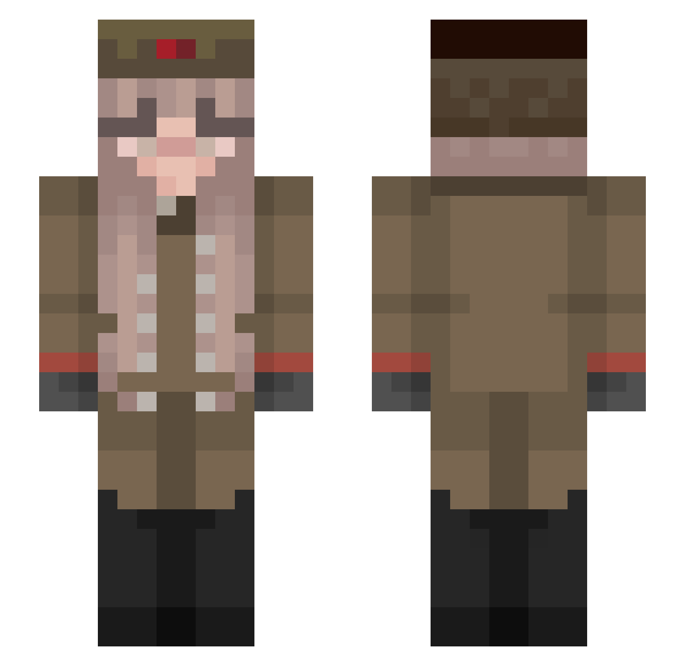 VersionFive Minecraft skin, front and back view