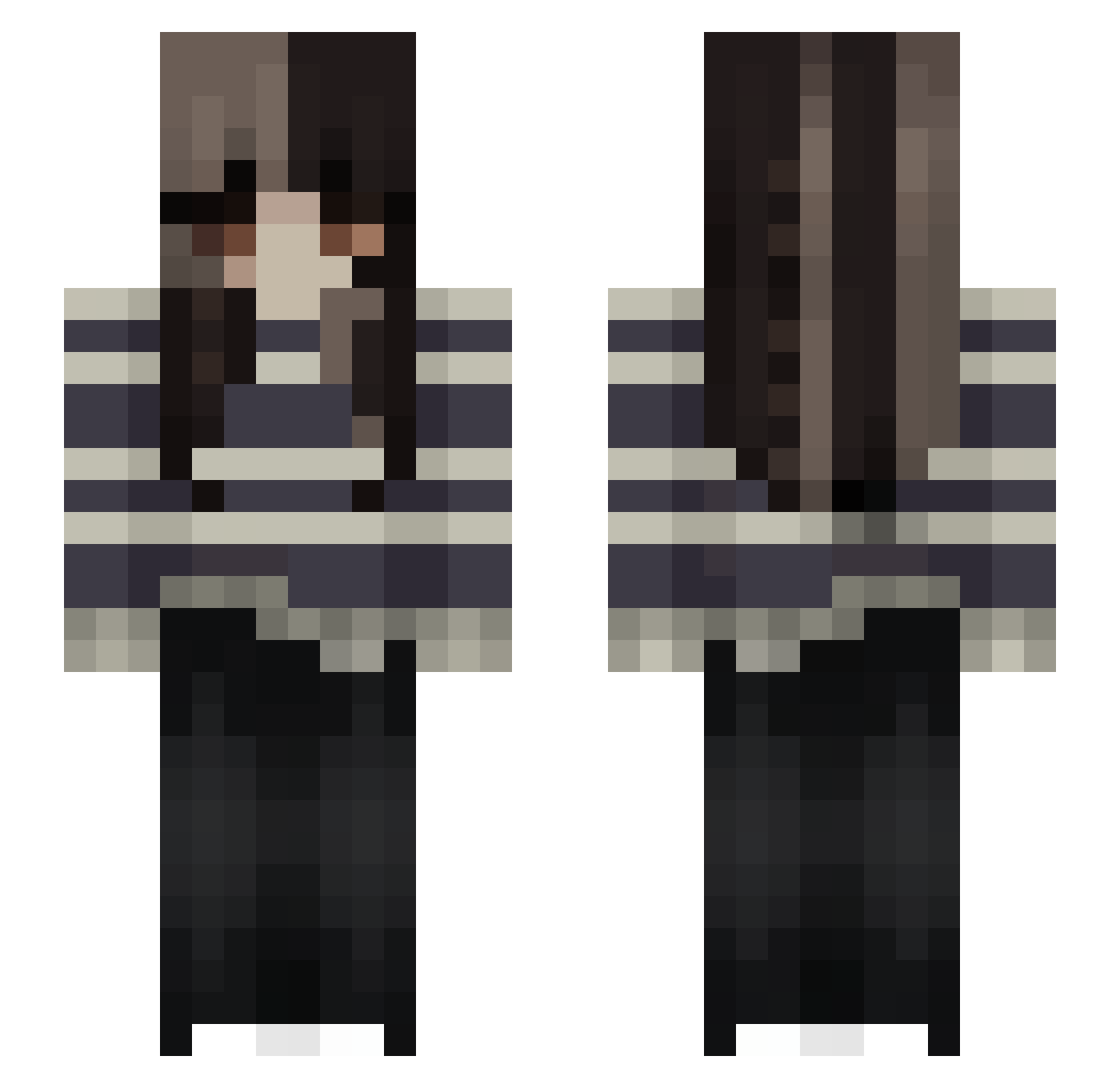 poprxxl Minecraft skin, front and back view