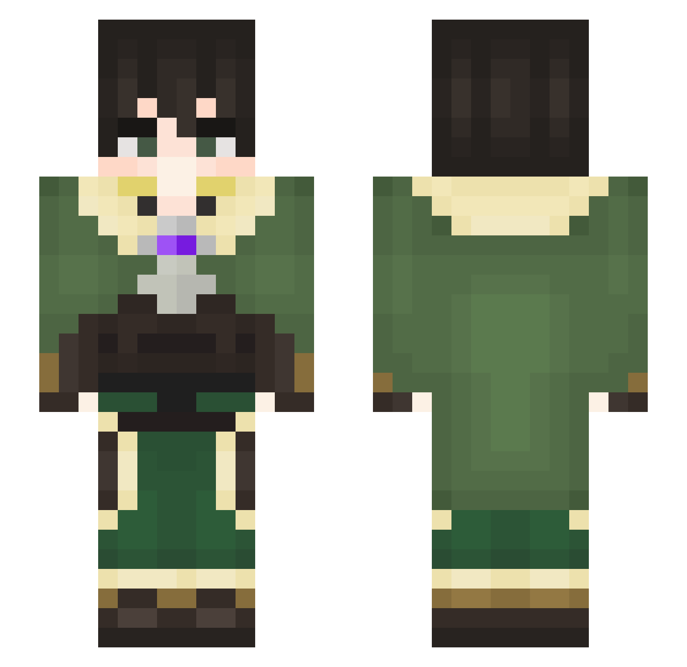 Aechz Minecraft skin, front and back view