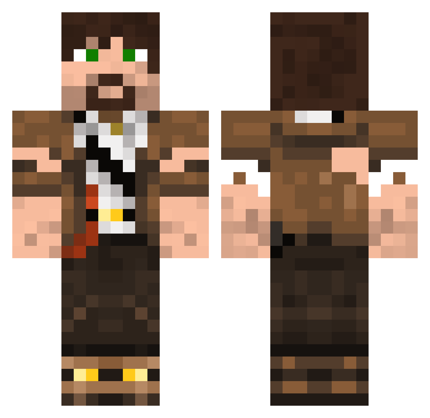 Chaloco Minecraft skin, front and back view