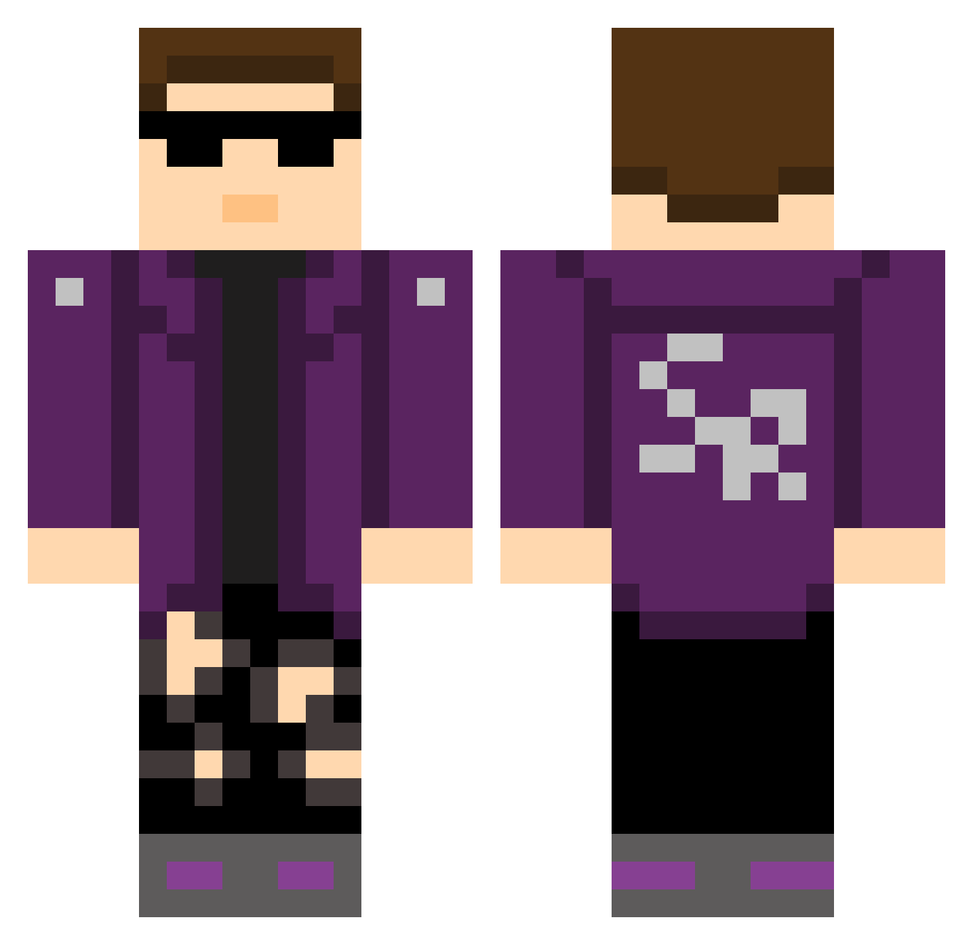 ReActHax Minecraft skin, front and back view