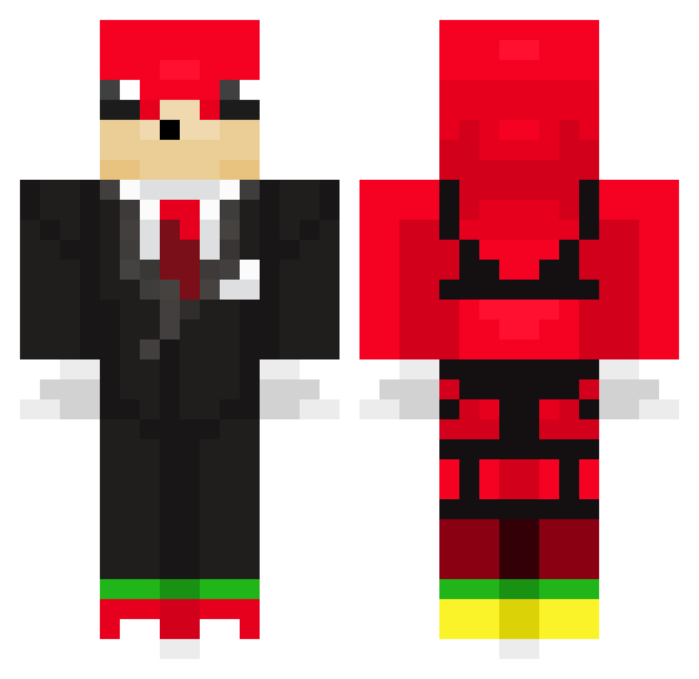 D3stry Minecraft skin, front and back view