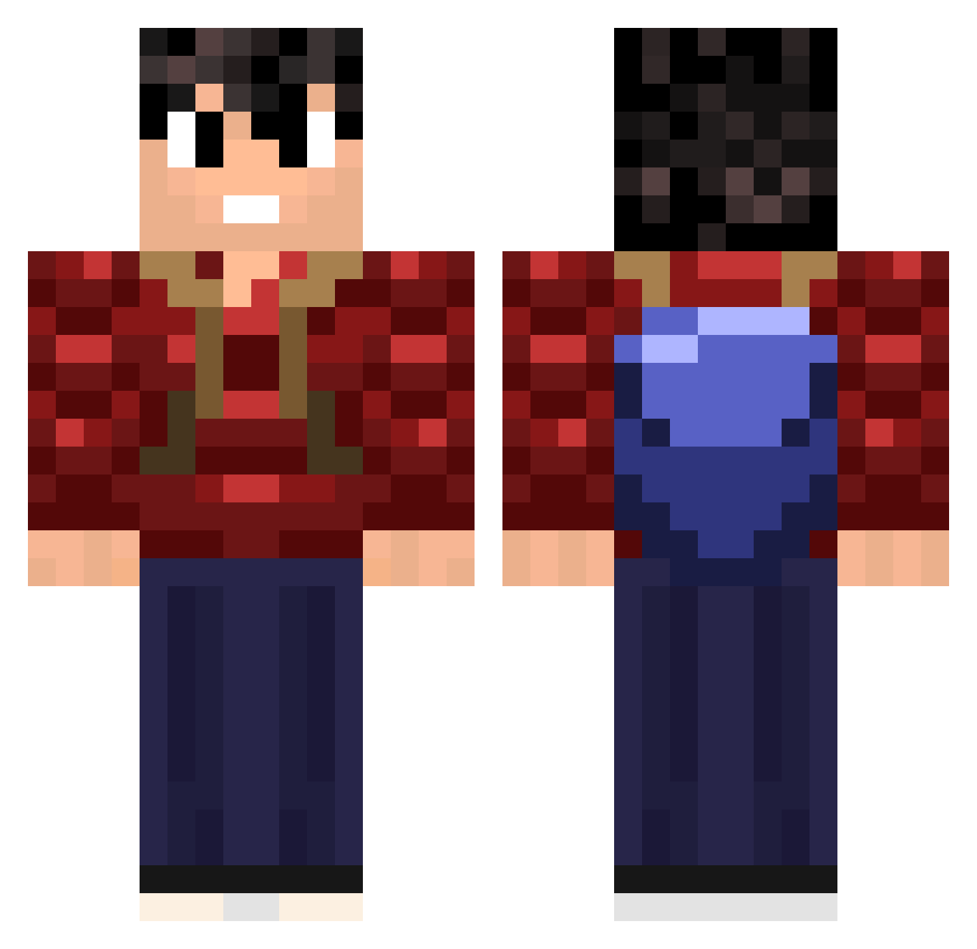 Striggle Minecraft skin, front and back view