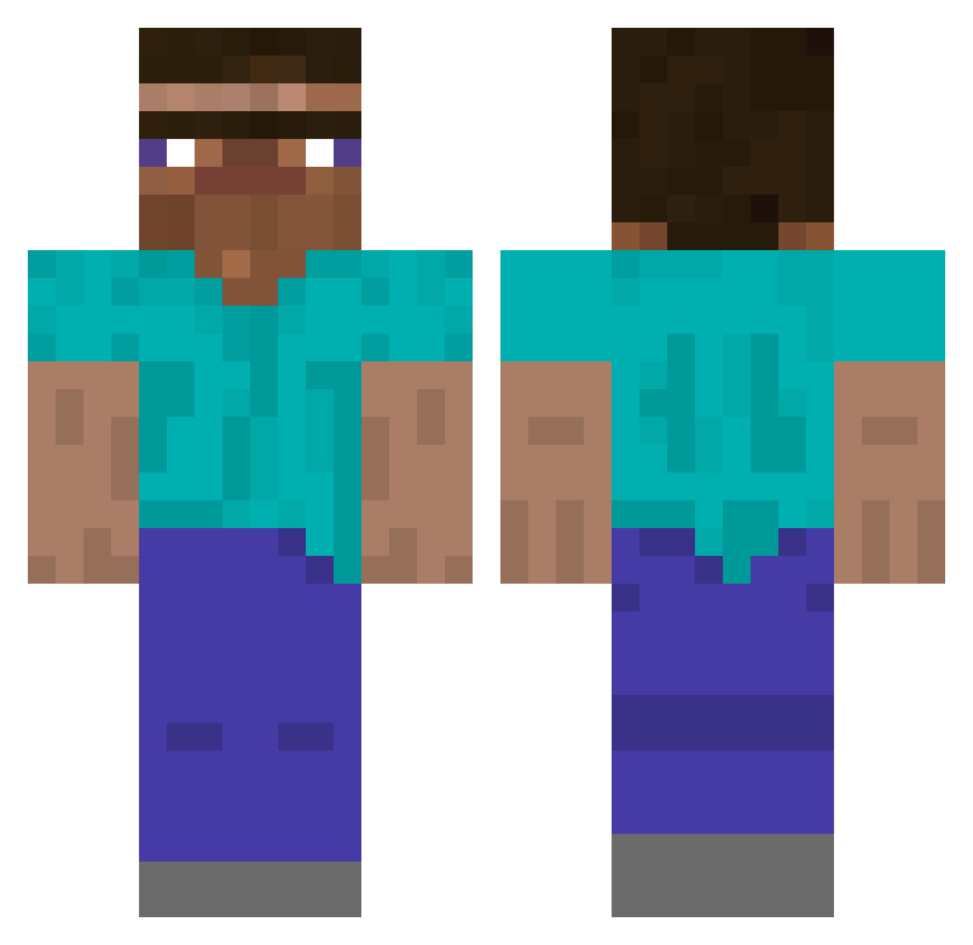Swishes Minecraft skin, front and back view