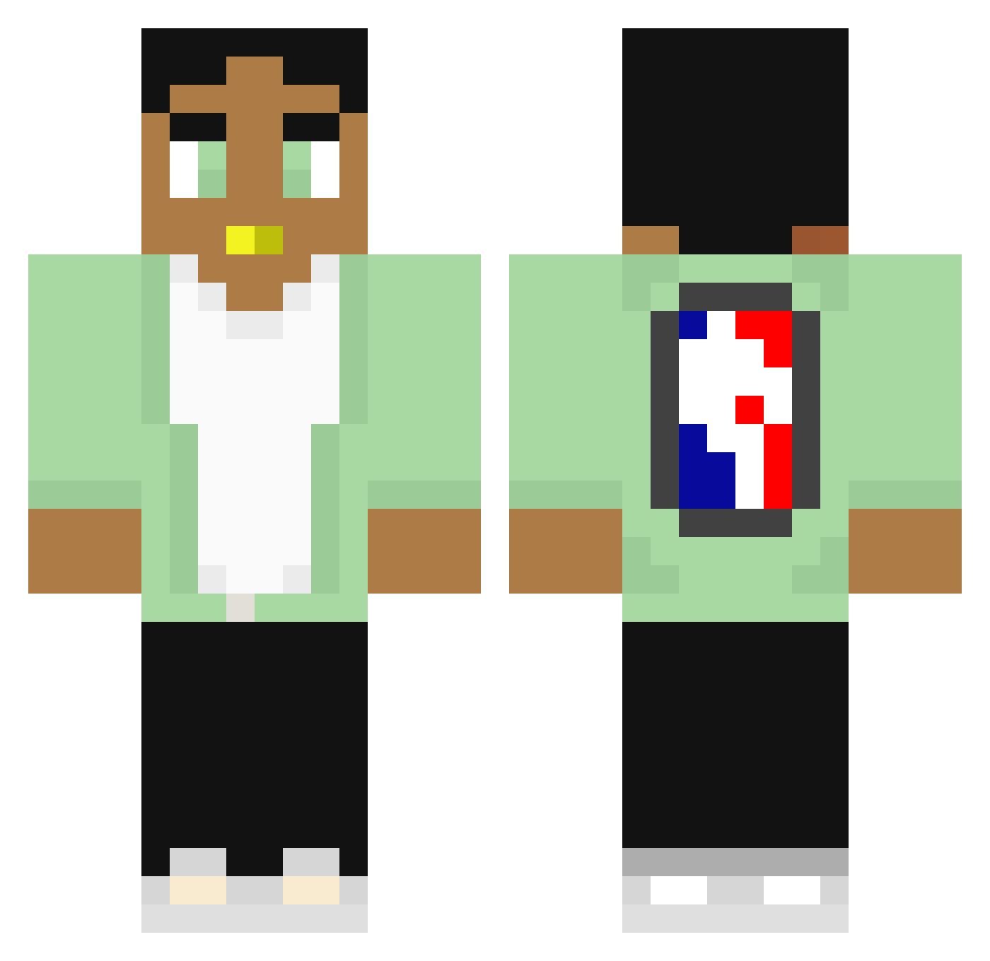 SahaMc Minecraft skin, front and back view