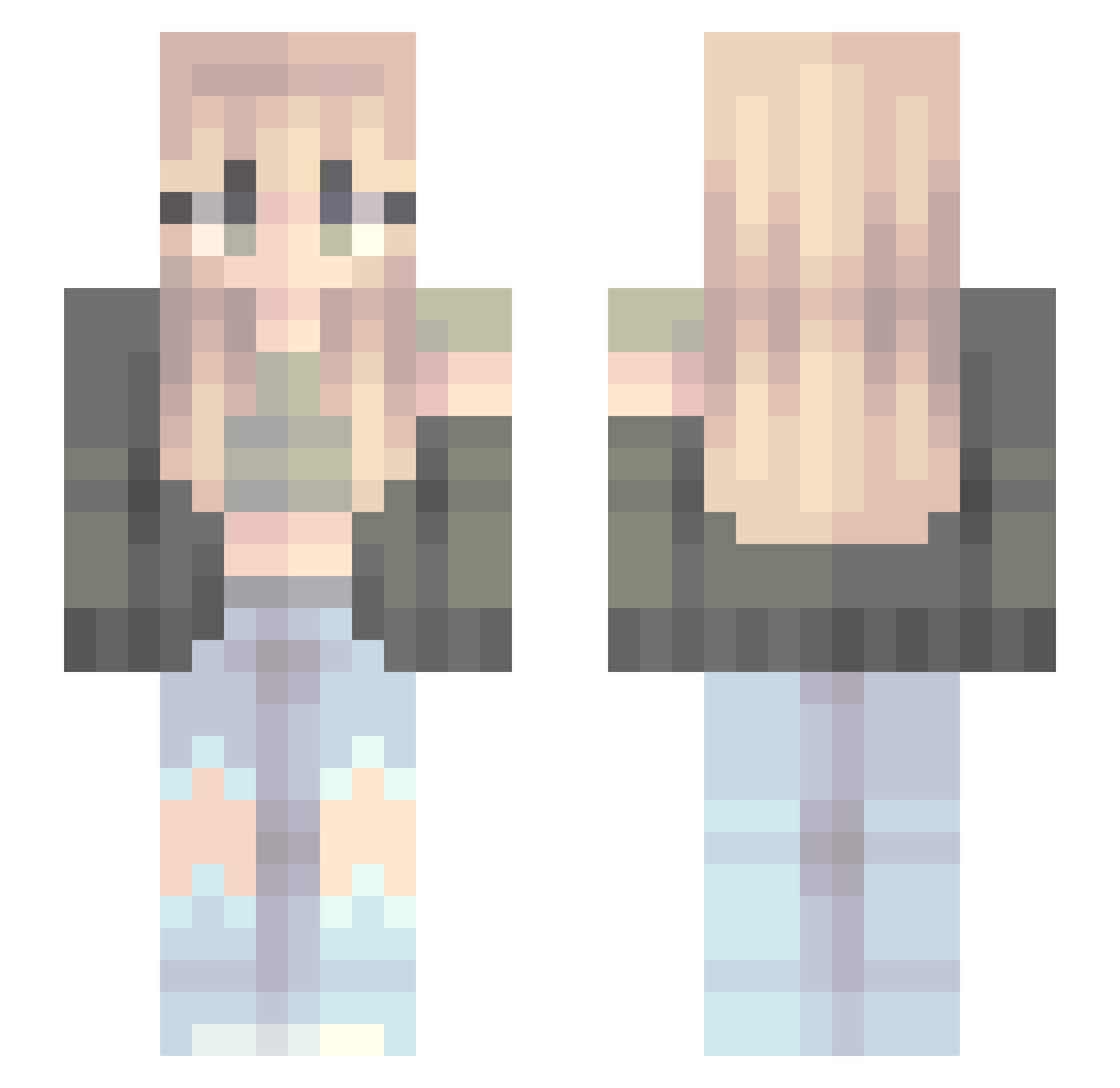 Oleavia Minecraft skin, front and back view