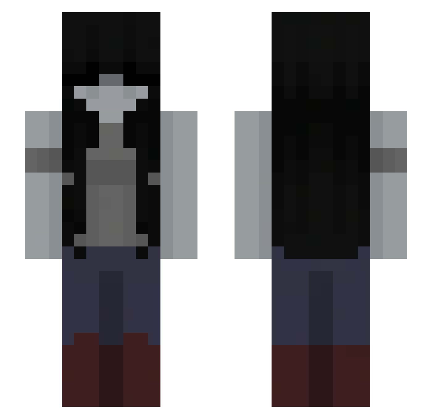 NikoFrufru Minecraft skin, front and back view