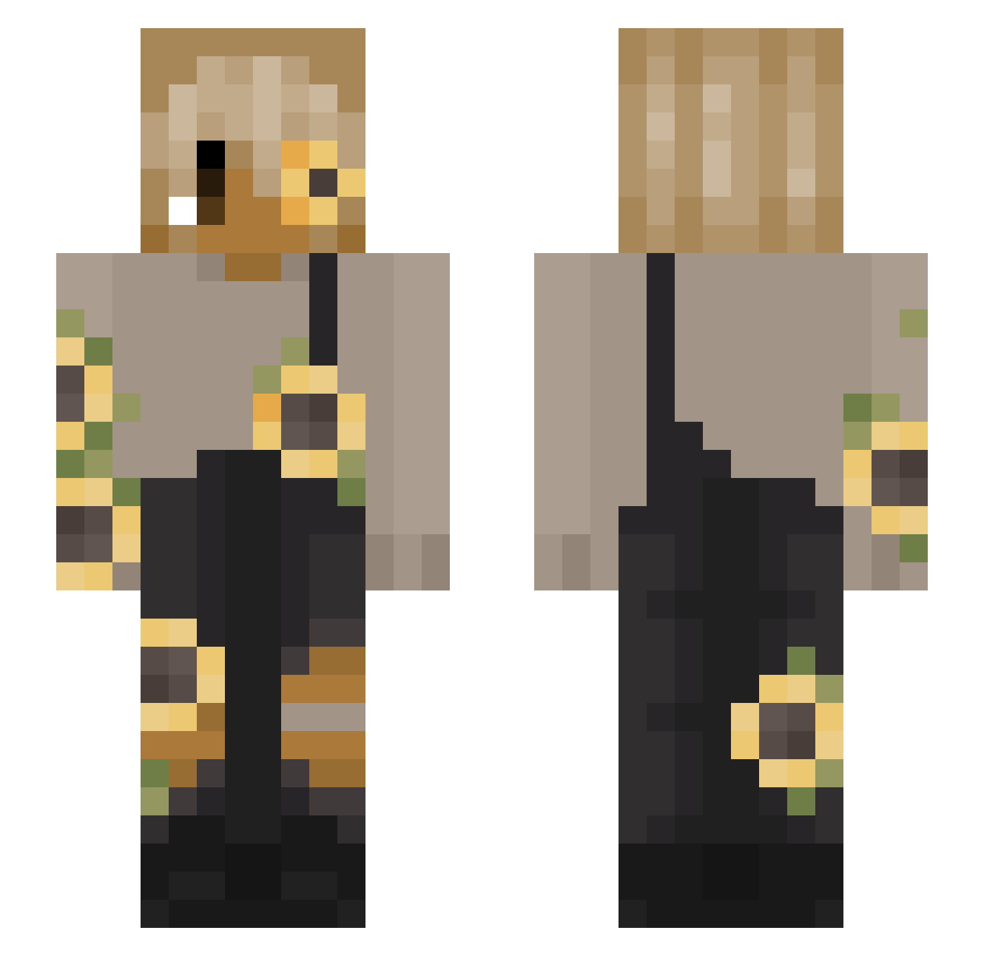 que_luh Minecraft skin, front and back view