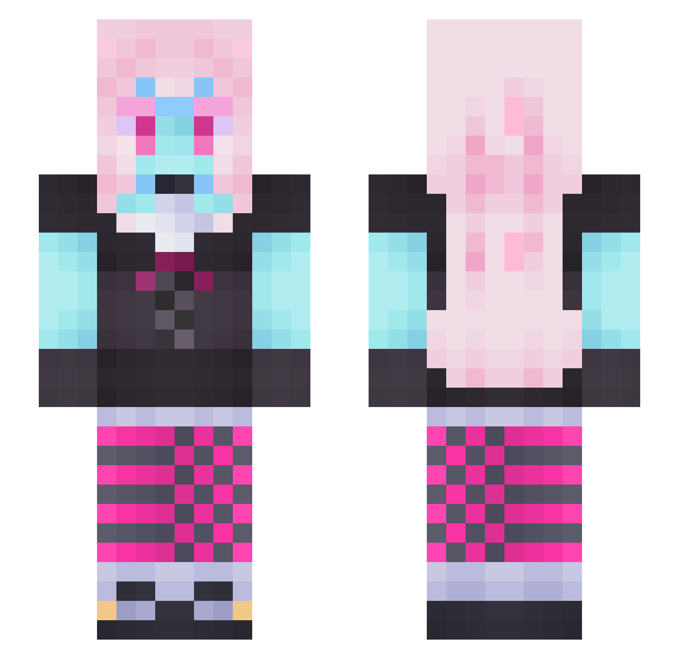 Yuuko_xo Minecraft skin, front and back view