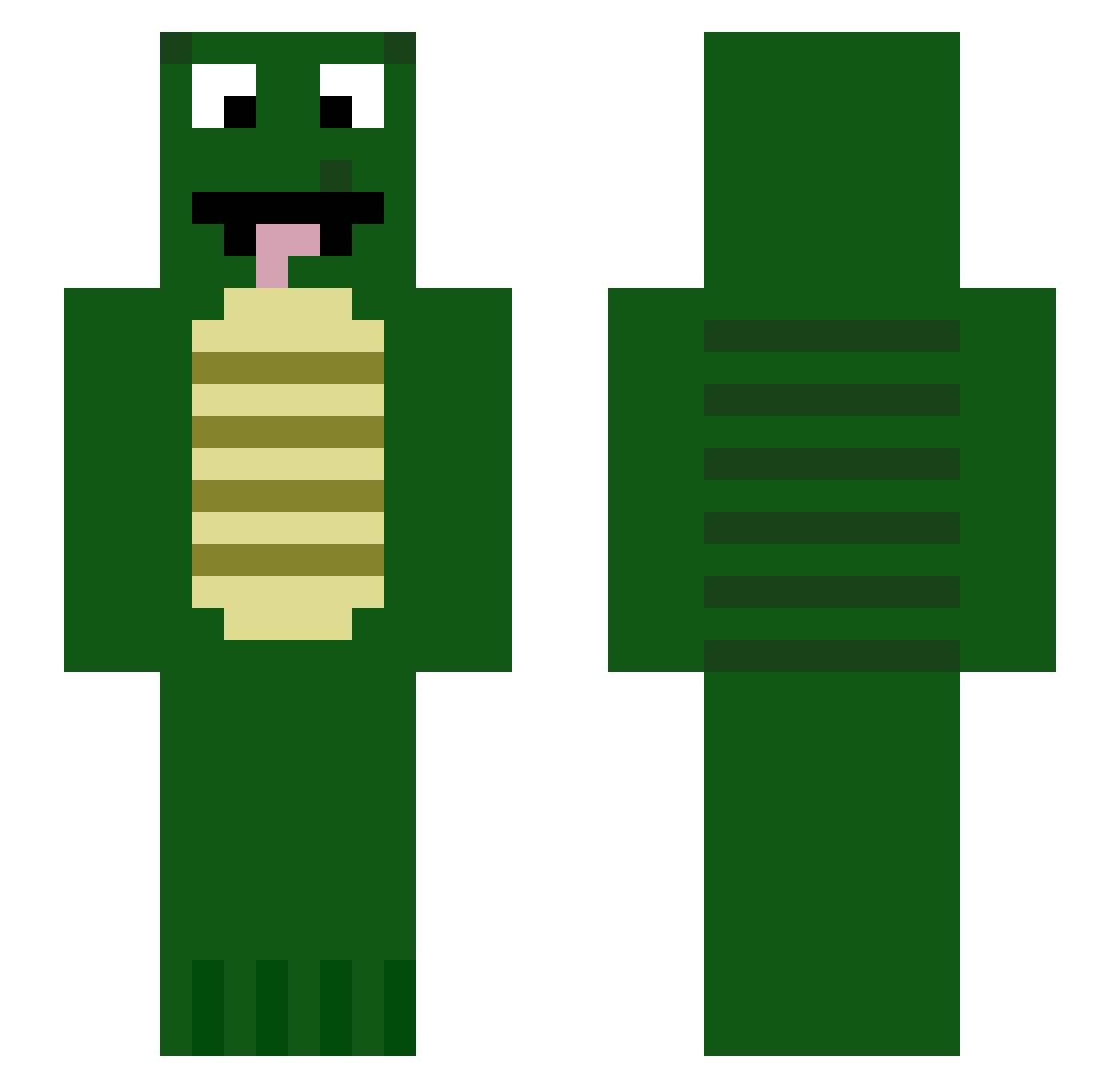 RustyFrogs Minecraft skin, front and back view