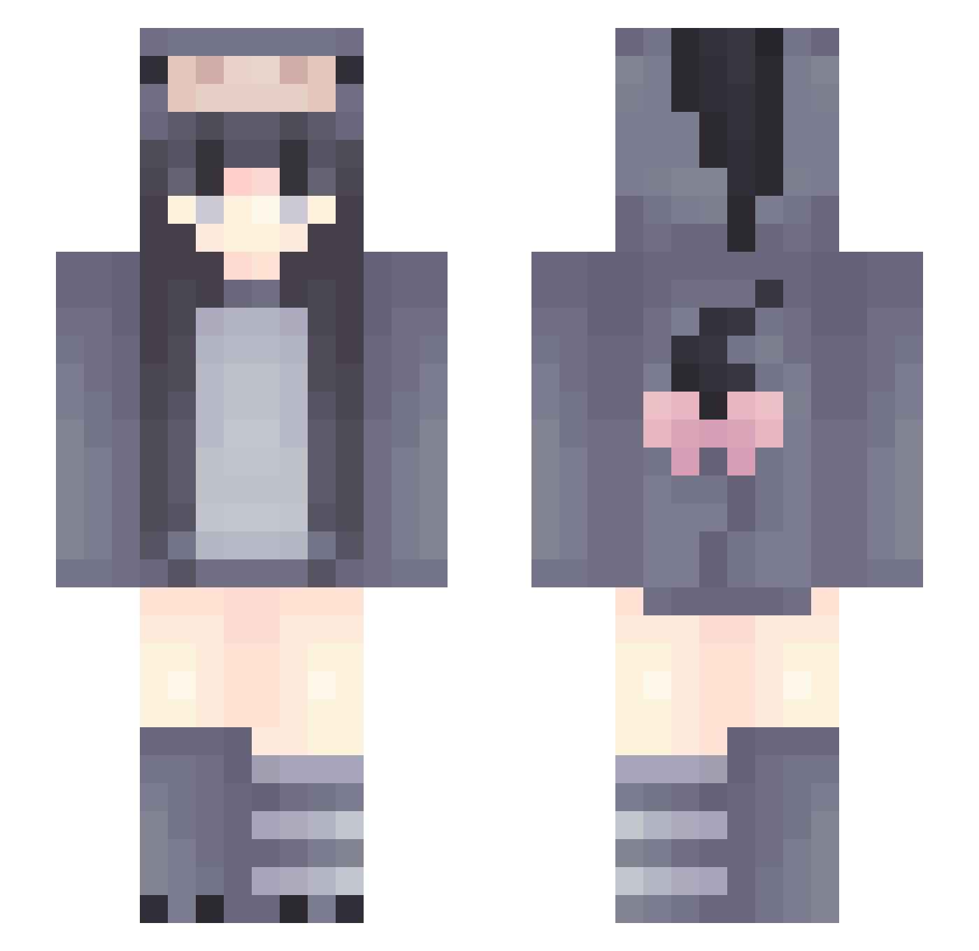 zuliakirb Minecraft skin, front and back view