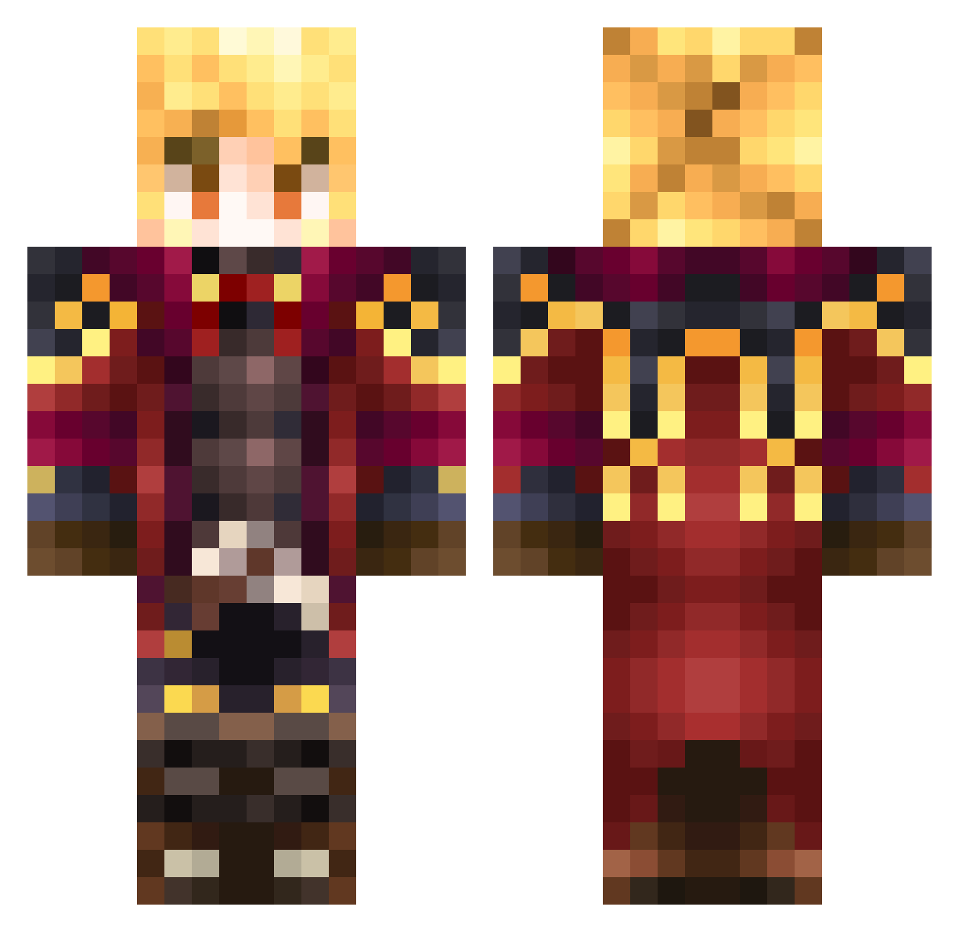 Taaykoo Minecraft skin, front and back view