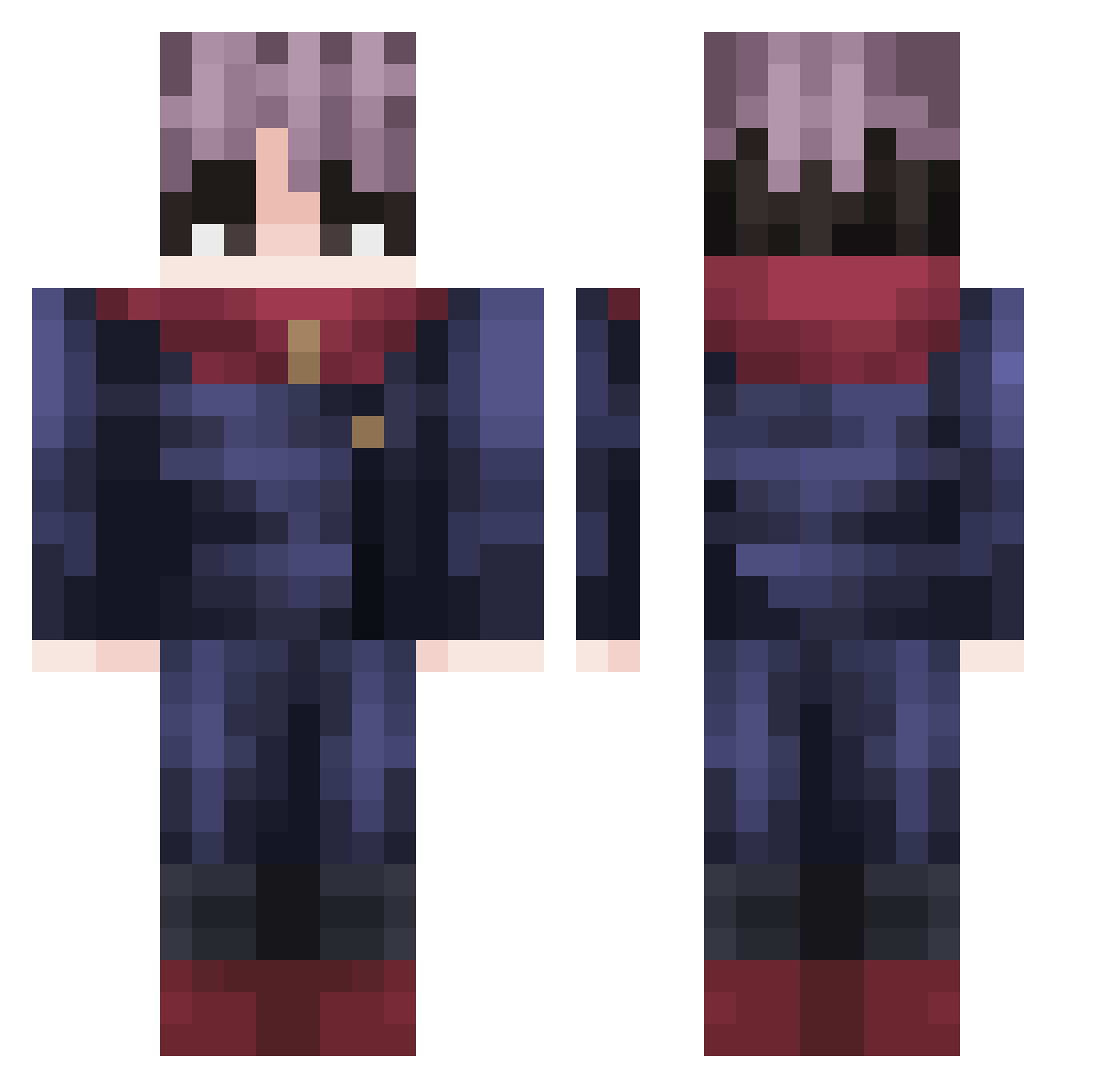 Ronshark Minecraft skin, front and back view
