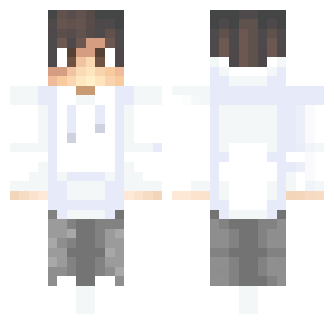 ThePugDefender Minecraft skin, front and back view