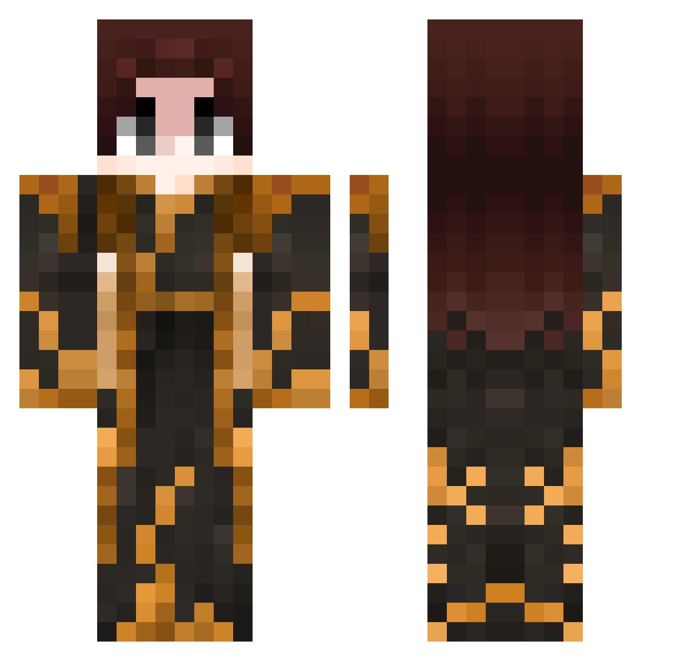 MoR1veR Minecraft skin, front and back view