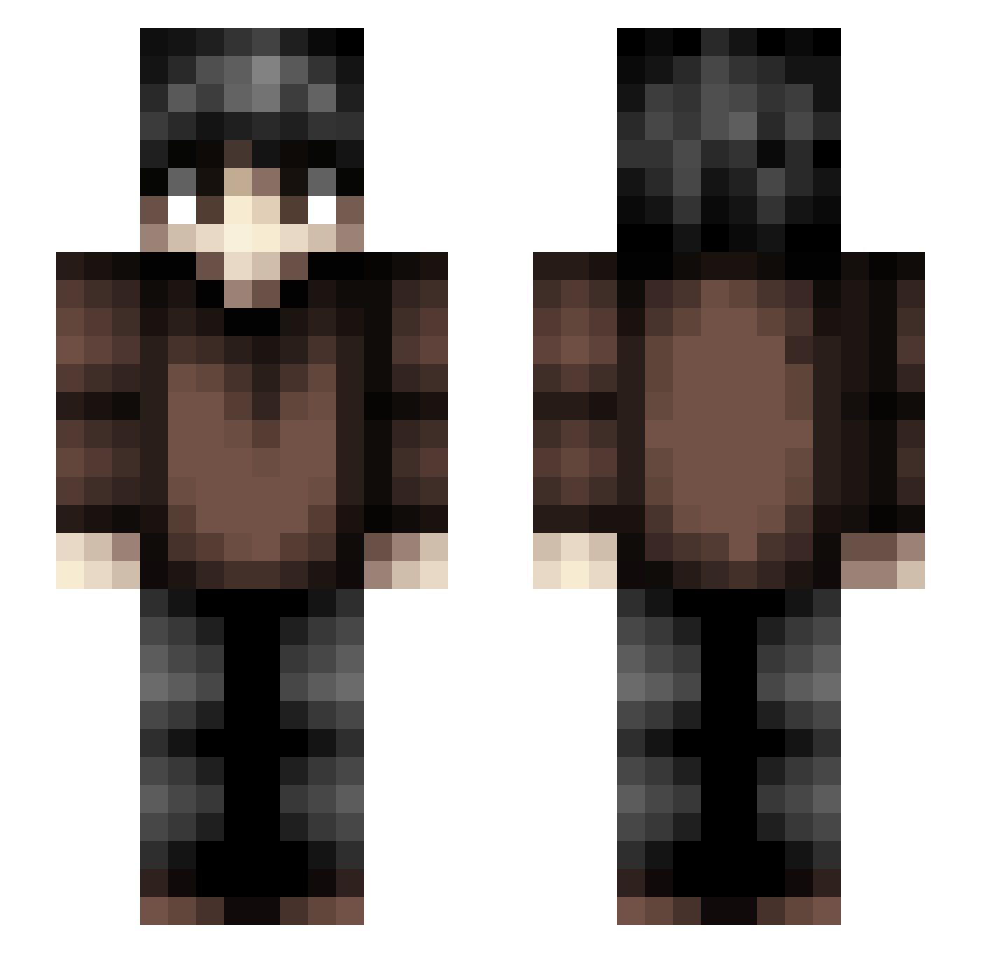PoenieLikker Minecraft skin, front and back view
