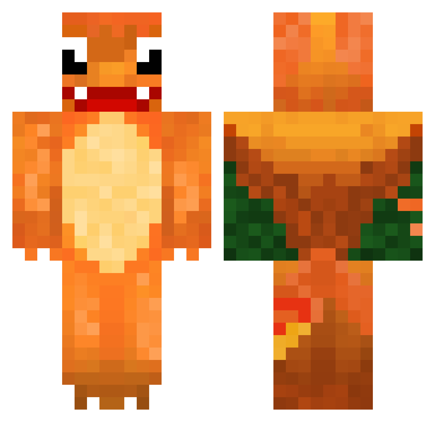 xkau Minecraft skin, front and back view