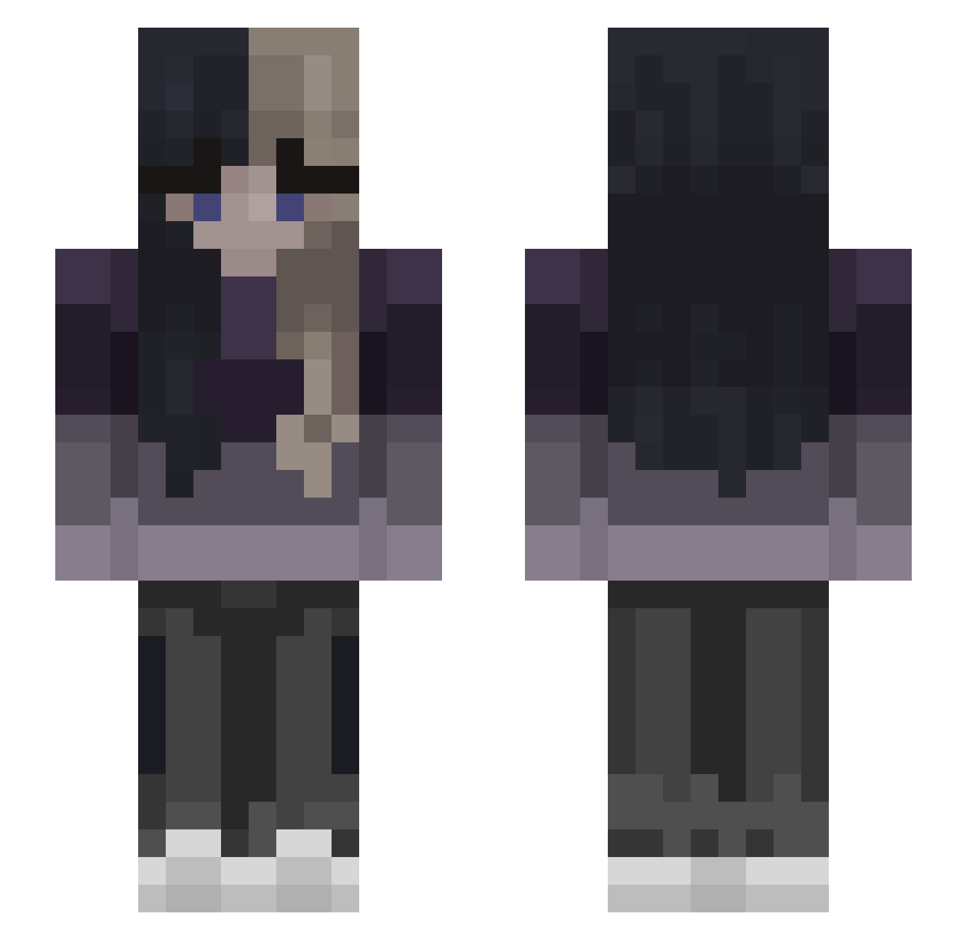 Sliepy Minecraft skin, front and back view