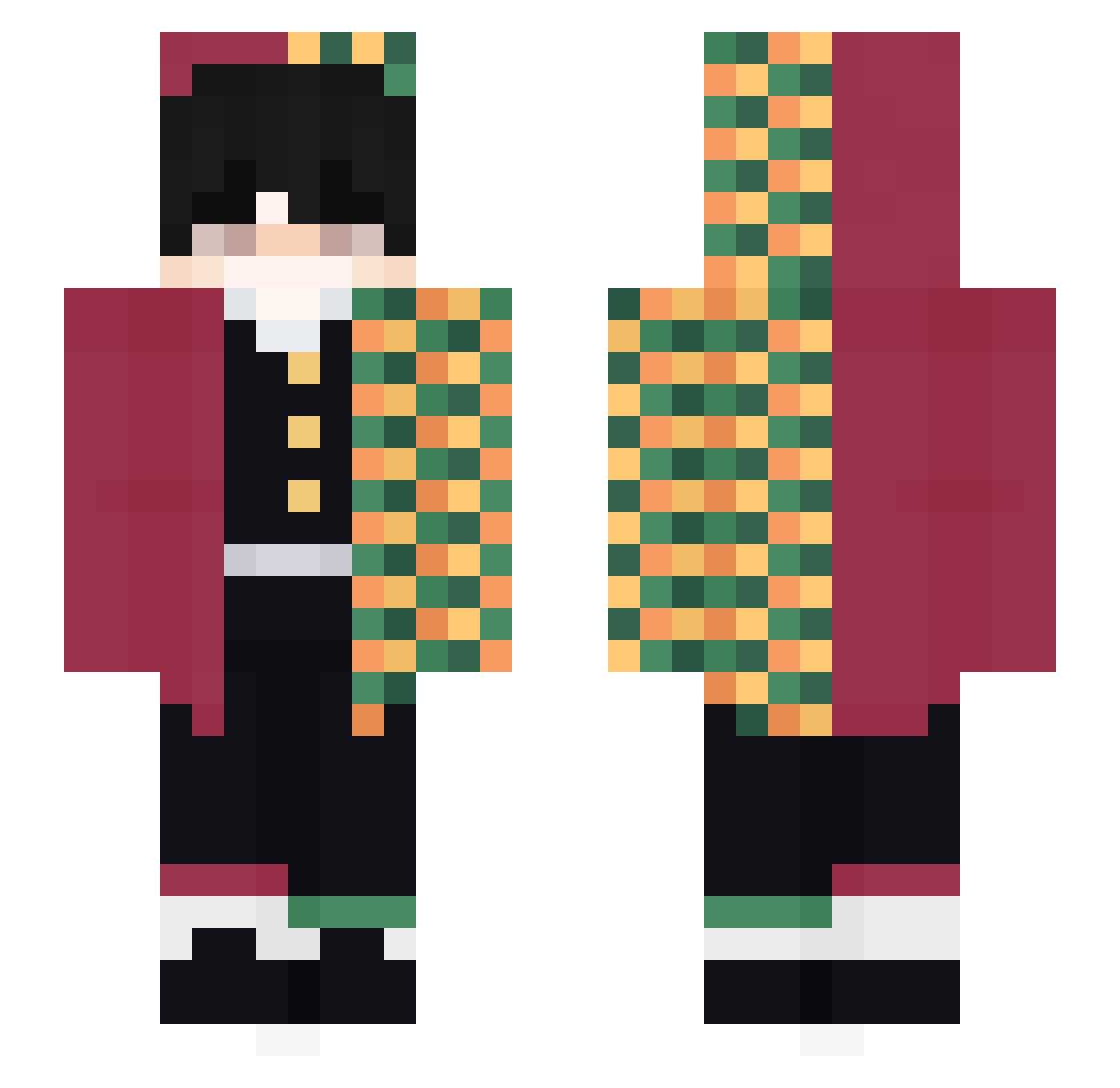 Nynjix Minecraft skin, front and back view