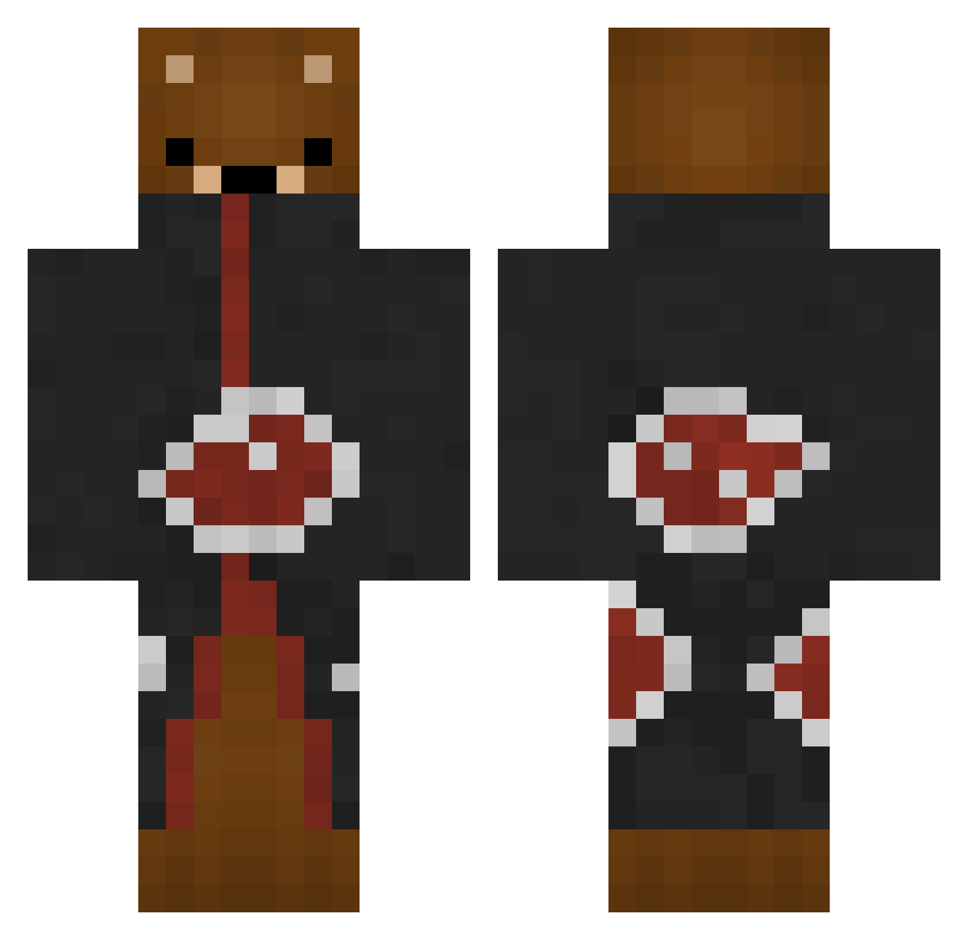 Schadrag Minecraft skin, front and back view