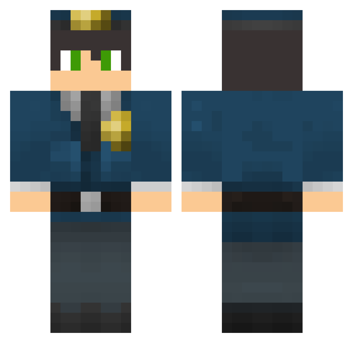Jeezuz1337 Minecraft skin, front and back view