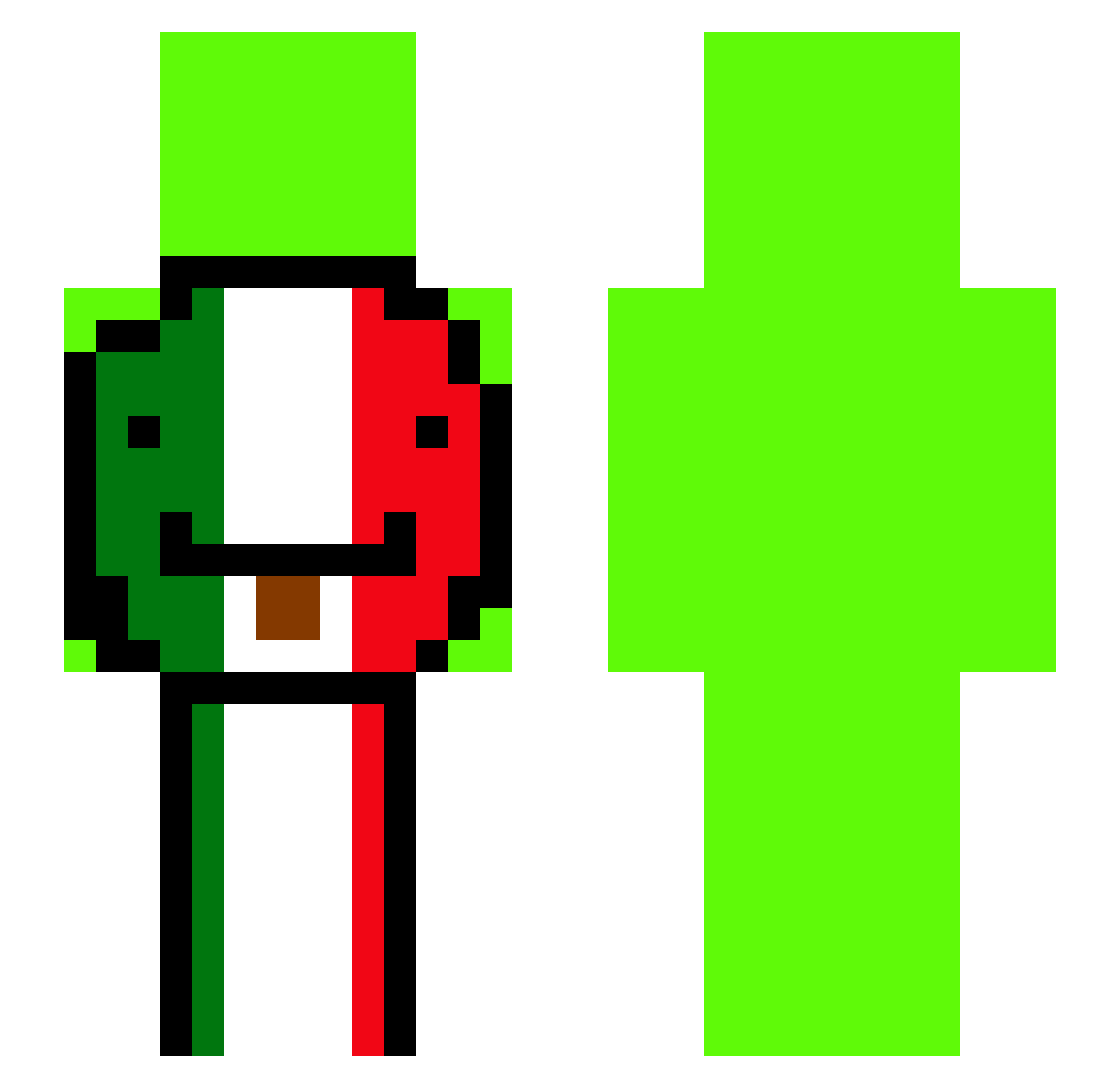 xIQPRO Minecraft skin, front and back view