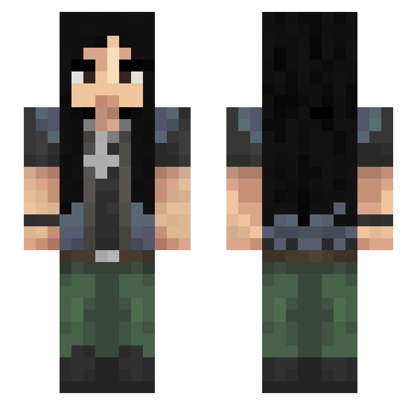 Borratino Minecraft skin, front and back view
