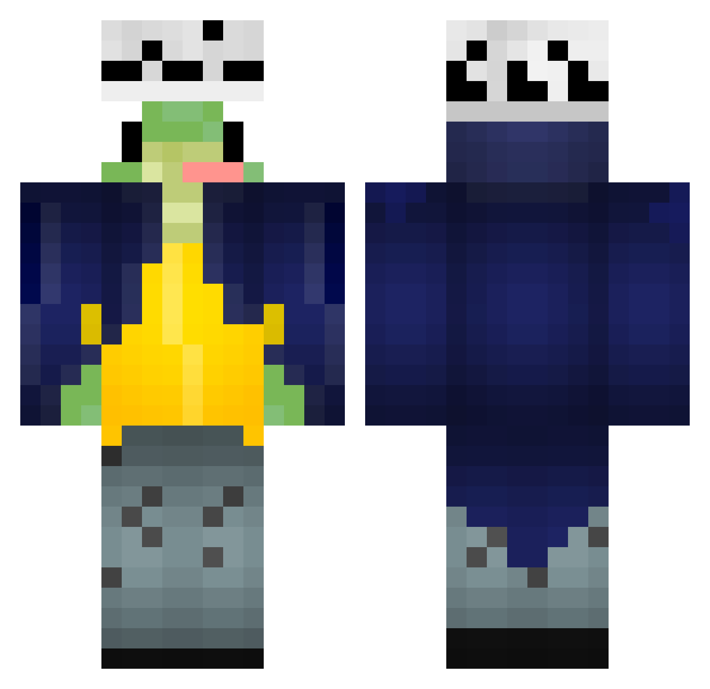 Privek_lizard Minecraft skin, front and back view